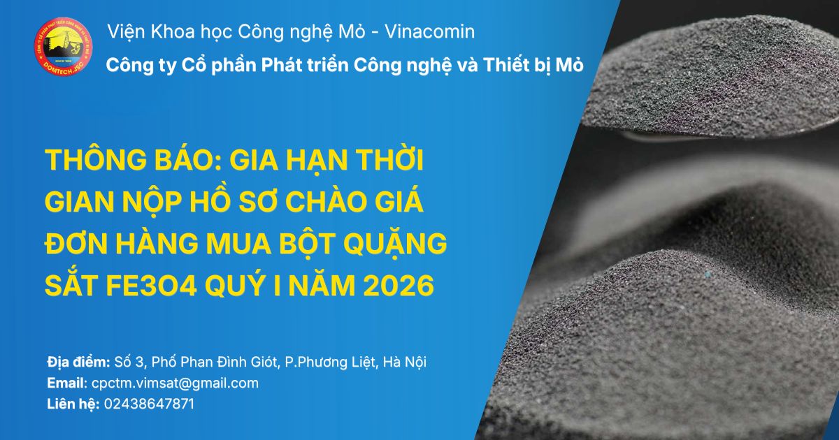 Thumbnail thông báo gia hạn nộp hồ sơ chào giá đơn hàng mua bột quặng sắt Fe3O4 quý I năm 2026