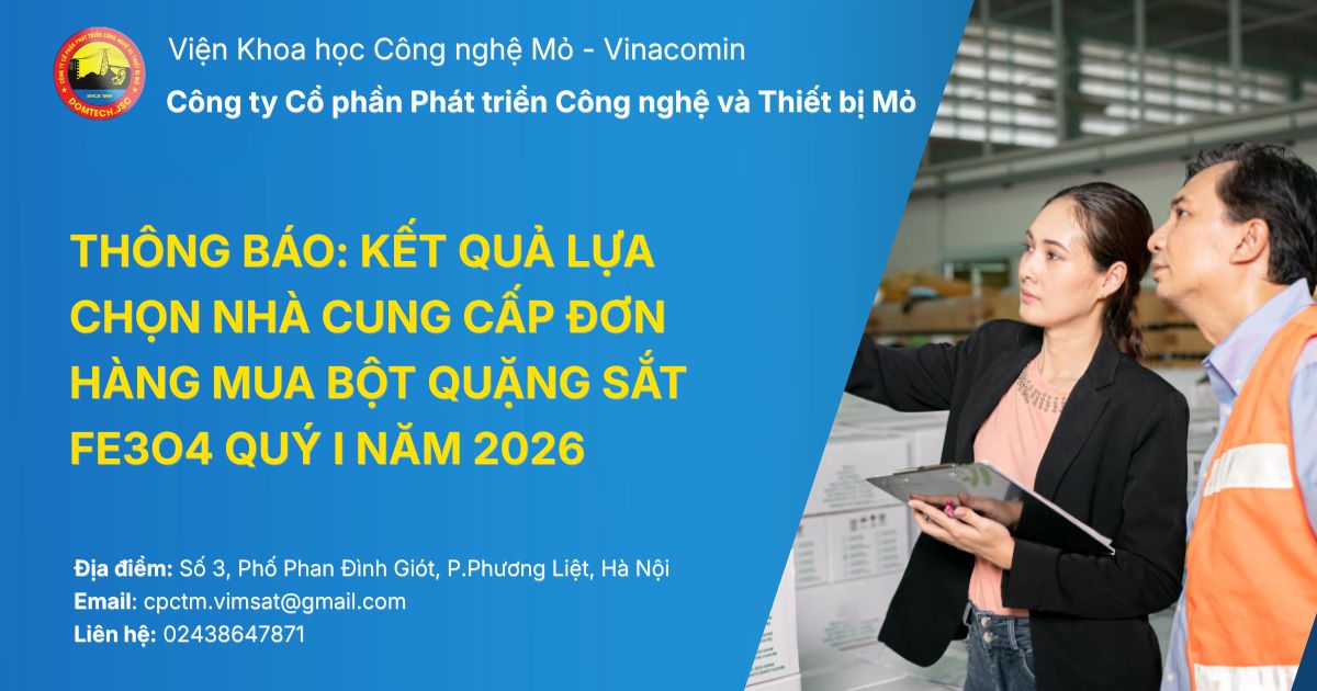 Thumbnail thông báo kết quả lựa chọn nhà cung cấp đơn hàng mua bột quặng sắt Fe3O4 quý I năm 2026